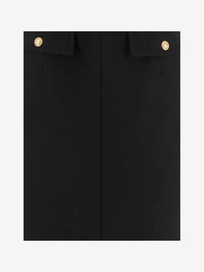 Chloé Chloè Bouclé Wool Knee Length Skirt In Black