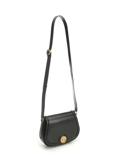 Chloé Grained Leather Shoulder Bag With Prominent Logo Detail In Black