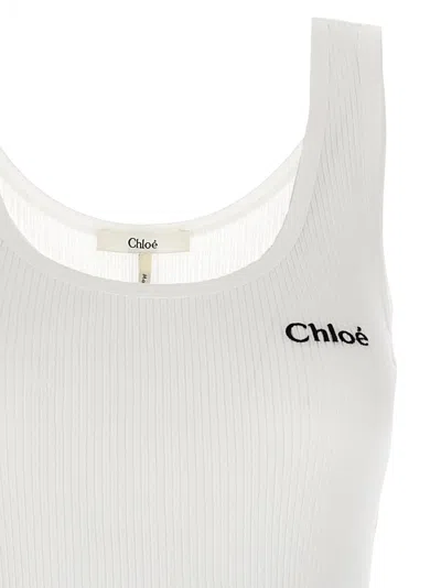 Chloé Cotton Tank Top In White