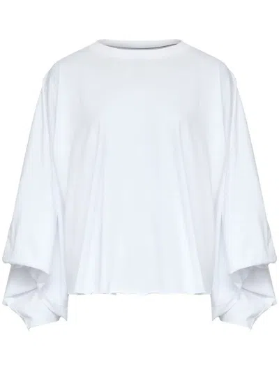 Mm6 Maison Margiela Draped Sleeve Flowy Round Neck Top