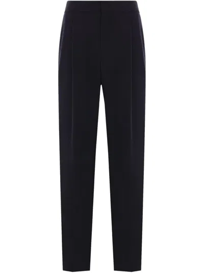 Giorgio Armani Straight-leg Tailored Pants With Elasticated Waistband In Blue
