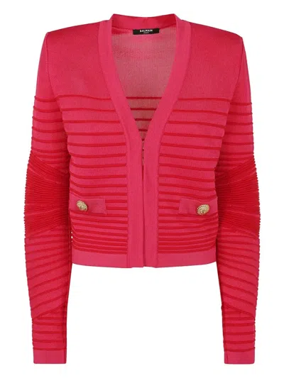 Balmain Lon Sleeves Side To Side Flechage Knit Cardigan By