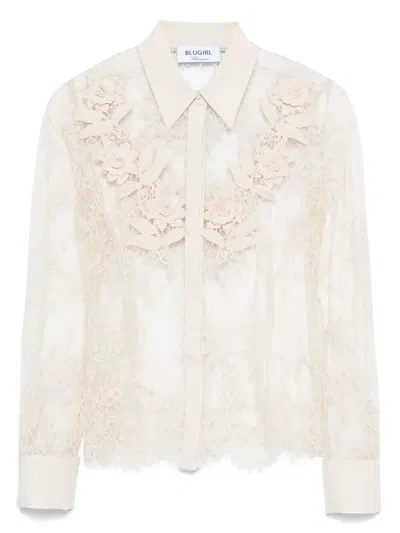 Blugirl Lace W/flowers Patch Shirt