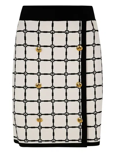 Elisabetta Franchi Grid-patterned Buttoned Mini Skirt