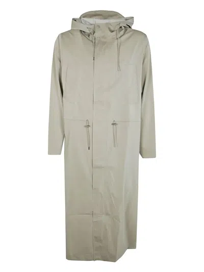 Rains Long Jacket Hooded Drawstring Waist