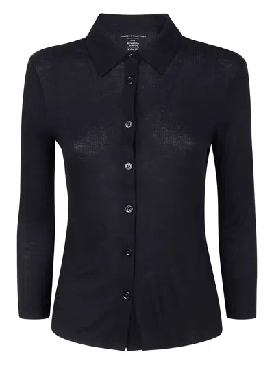 Majestic Ribbed-knit Shirt In Black