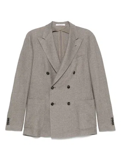 Tagliatore Double Breasted Jacket Featuring Back Vent In Gray