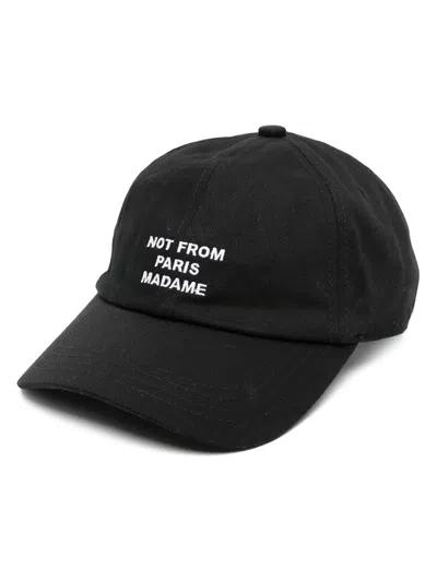 Drôle De Monsieur La Casquette Slogan Black Baseball Cap With Embroidery In Cotton Man In Black