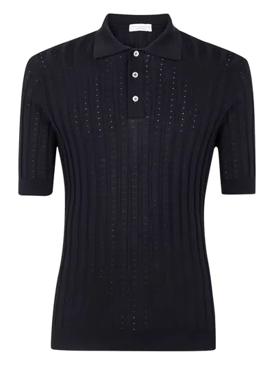 Filippo De Laurentiis Short Sleeves 3 Bottons Polo Shirt By Filippo De In Black
