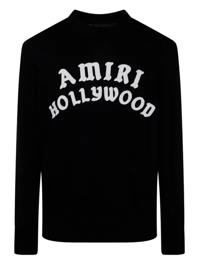 Amiri Black Sweater With Maxi Logo Lettering On The Front In Black
