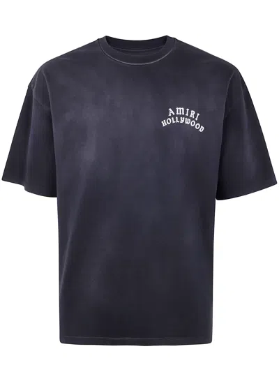 Amiri Hollywood Graphic Oversized T-shirt With Ribbed Crew Neck In Blue