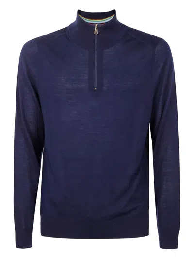 Paul Smith Half-zip Fastening Sweater In Blue