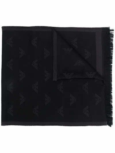 Emporio Armani Allover Logo Wool Scarf