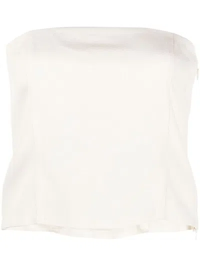 Gauge81 Tona Strapless Midi Top With Side Slit In White