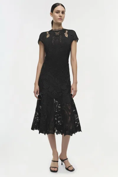Simkhai Women's V-neck Signature Laura Lace Dress In Black In Black