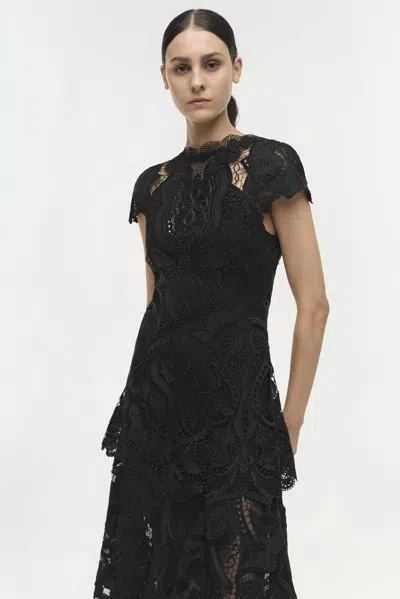 Simkhai Women's V-neck Signature Laura Lace Dress In Black In Black