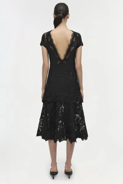 Simkhai Women's V-neck Signature Laura Lace Dress In Black In Black