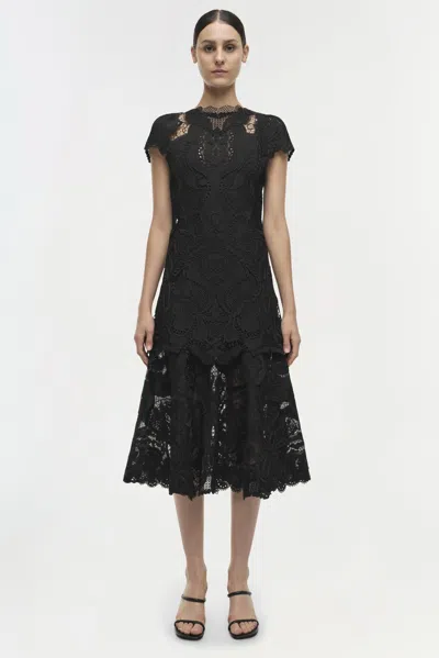 Simkhai Women's V-neck Signature Laura Lace Dress In Black In Black