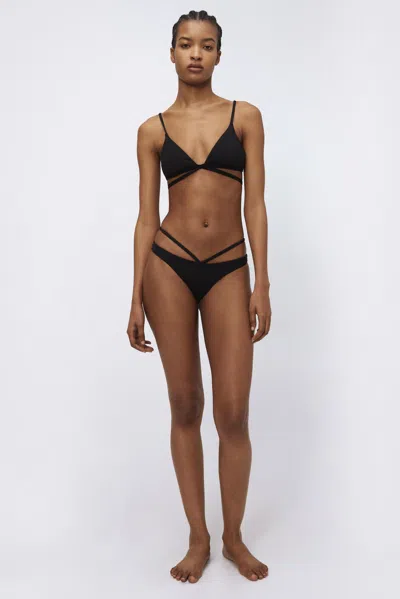Simkhai Harlen Solid Tie Front Bikini Top In Black