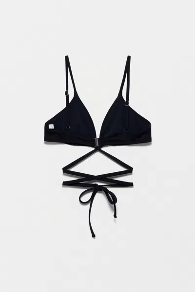 Simkhai Harlen Solid Tie Front Bikini Top In Black