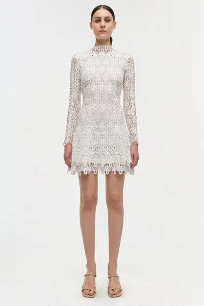 Simkhai Joy Guipure Lace Long-sleeve Mini Dress In White