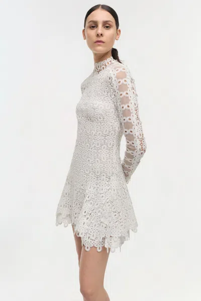 Simkhai Joy Guipure Lace Long-sleeve Mini Dress In White