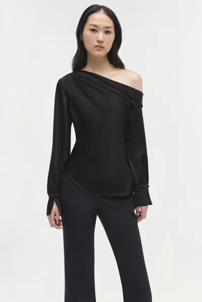 Simkhai Smikhai Alice Draped One Shoulder Top In Black
