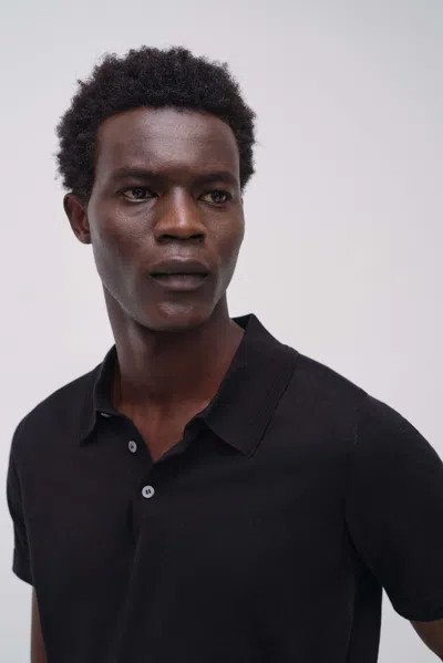 Simkhai Men's Knitted Short Sleeve Barron Polo Shirt In Black