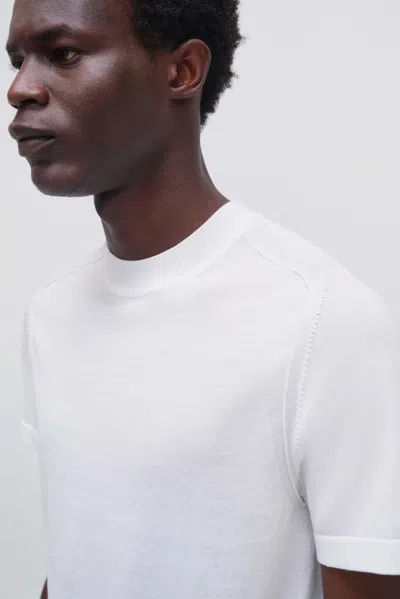 Simkhai Men's Knitted Short Sleeve Kellyn Top In Ivory In White
