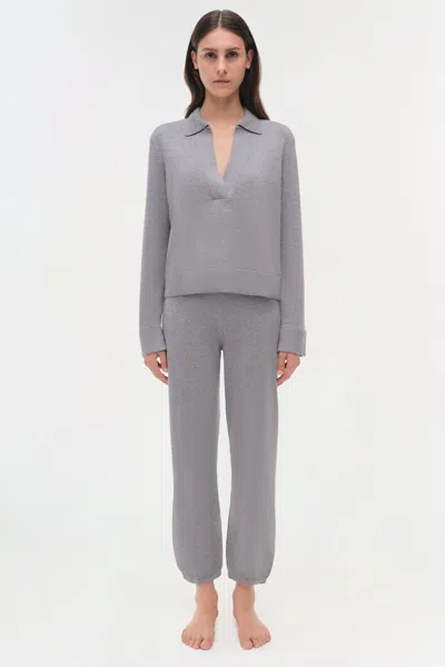 Simkhai Women's Knitted Cotton Cashmere Joggers In Heather Grey
