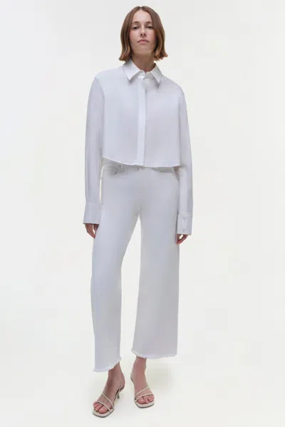 Simkhai Renata Cropped Button-front Shirt In White