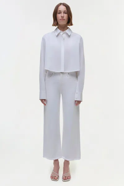 Simkhai Renata Cropped Button-front Shirt In White