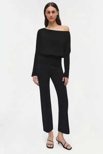 Simkhai Lavina Draped Off-shoulder Sweater In Black In Black