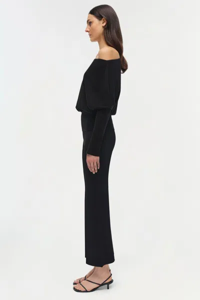 Simkhai Lavina Draped Off-shoulder Sweater In Black In Black
