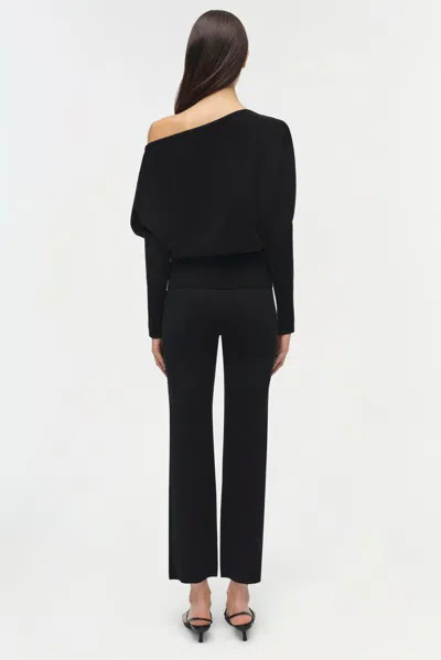 Simkhai Lavina Draped Off-shoulder Sweater In Black In Black