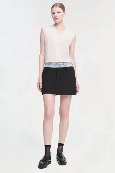 Simkhai Rilee Double Waistband Mini Skirt In Midnight Pinstripe Multi In Multi