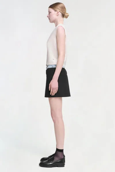 Simkhai Rilee Double Waistband Mini Skirt In Midnight Pinstripe Multi In Multi