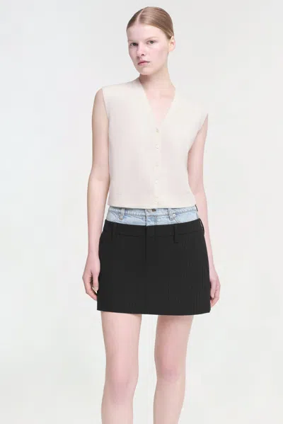 Simkhai Rilee Double Waistband Mini Skirt In Midnight Pinstripe Multi In Multi