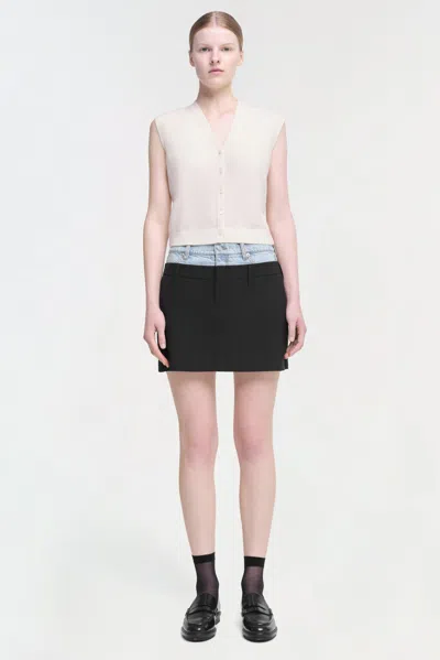 Simkhai Rilee Double Waistband Mini Skirt In Midnight Pinstripe Multi In Multi