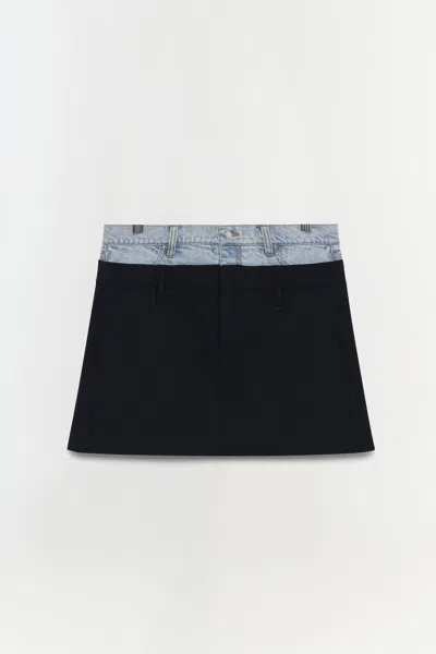 Simkhai Rilee Double Waistband Mini Skirt In Midnight Pinstripe Multi In Multi