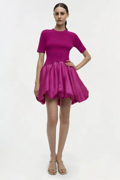 Simkhai Women's Short Sleeve Kenny Dress In Magenta