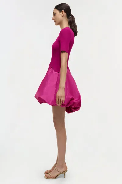 Simkhai Women's Short Sleeve Kenny Dress In Magenta