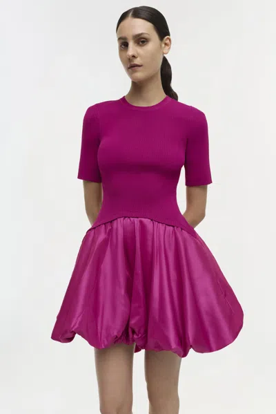 Simkhai Women's Short Sleeve Kenny Dress In Magenta