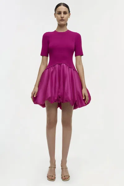 Simkhai Women's Short Sleeve Kenny Dress In Magenta