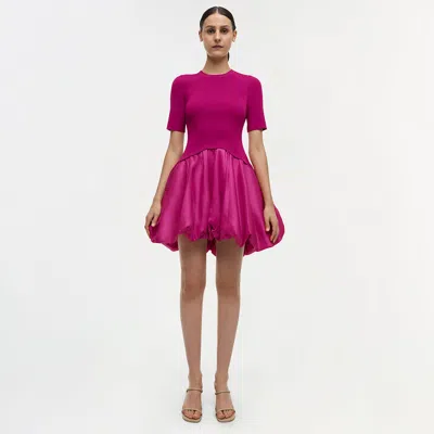 Simkhai Women's Short Sleeve Kenny Dress In Magenta