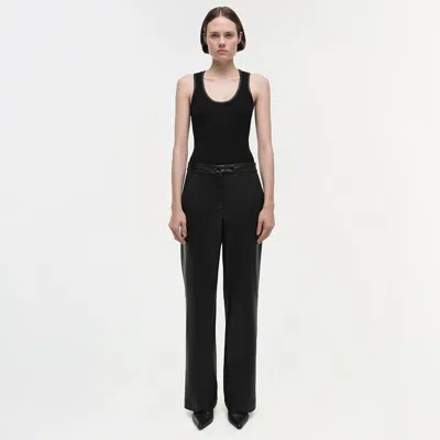 Simkhai Jenny High Rise Belted Cropped Jeans In Cielo In Black