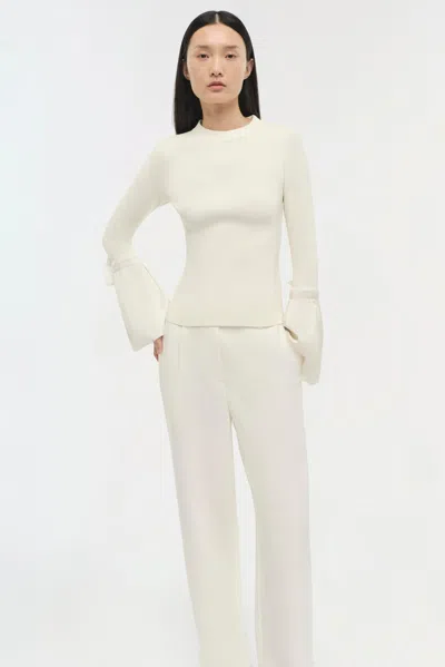 Simkhai Agata Taffeta-trimmed Ribbed-knit Top In White