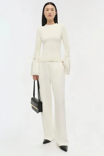 Simkhai Agata Taffeta-trimmed Ribbed-knit Top In White