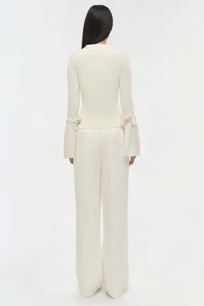 Simkhai Agata Taffeta-trimmed Ribbed-knit Top In White