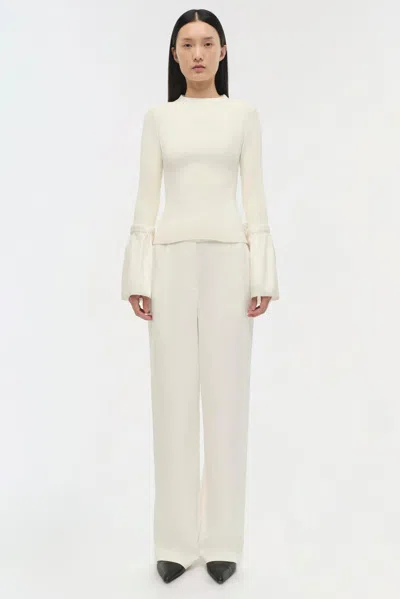Simkhai Agata Taffeta-trimmed Ribbed-knit Top In White